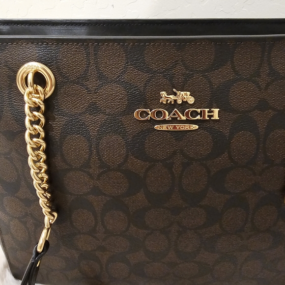 Sold 🎈Coach Signature Brown and Gold Tote - Picture 9 of 12